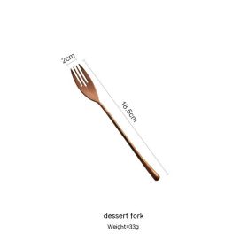 Japanese 304 Stainless Steel Rose Gold Knife, Fork And Spoon Chopsticks (Option: Dessert Fork)