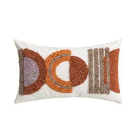 Cotton Canvas Loop Tufted Pillow (Option: Coffee Orange Waist Pillow-30x50cm Without Core)