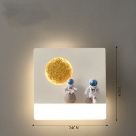 Bedroom Bedside Astronaut-shaped Shelf Wall Lamp (Option: Square white-Tricolor light)