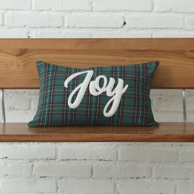 Polyester-cotton Canvas Christmas Green Plaid Pillow Cover (Option: Joy Green Grid 3050-30x35cm Or 45x45cm)