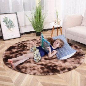 1pc, Tie-Dye Plush PV Velvet Area Rug, 62.99", American Style Round Rug, Floor Decor (Color: Tie-dye Brown, size: 62.99inch)