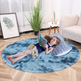 1pc, Tie-Dye Plush PV Velvet Area Rug, 62.99", American Style Round Rug, Floor Decor (Color: Tie-dye Sapphire Blue, size: 62.99inch)