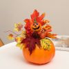 Halloween Decorations Pumpkins, Decorative Pumpkin with Maple and Flowers for Harvest Fall Decor Table Centerpiece Home Kitchen Party