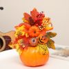 Halloween Decorations Pumpkins, Decorative Pumpkin with Maple and Flowers for Harvest Fall Decor Table Centerpiece Home Kitchen Party