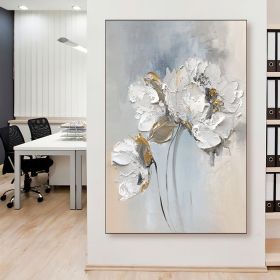 Handmade Oil Painting Fancy Wall Art Personalized Gifts Abstract White Floral Painting On canvas Large Flower Oil Painting Minimalist Modern Living Ro (Style: 1, size: 150X220cm)