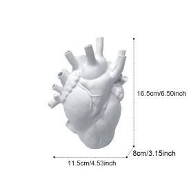 Vase In The Shape Of Human Heart, Home Decoration, Desktop Art Craft Ornament, Exquisite And High-end Indoor Vase, Organ Design Flower Container, Hall (Color: White, size: 11.5*8*16.5)