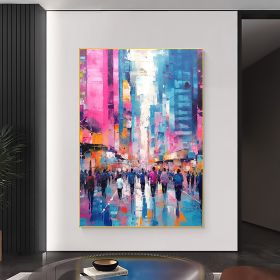 Hand Painted Oil Painting Abstract Cityscape Oil Painting on Canvas Original Urban Scenery Painting Modern Building Art Living room Wall Decor Custom (Style: 1, size: 60X90cm)