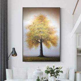 Hand Painted Oil Painting Original Tree Painting on Canvas Large Abstract Gold Big Tower Tree Landscape Acrylic Oil Painting Modern Living Room Wall A (Style: 1, size: 50X70cm)