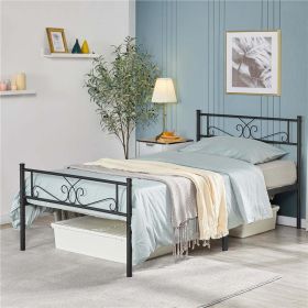 Jocelyn Modern Scroll Metal Platform Twin Bed, Black (actual_color: bronze, bed_size: twin)