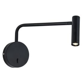 Bedroom Headboard Round LED Reading Small Wall Light Rotating Spot (Option: Matte black-3000K)