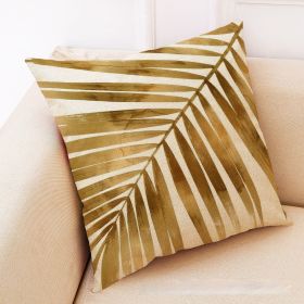 Golden Leaves Cotton And Linen Cushion Case Back Seat Office Siesta Pillow (Option: B Style-45 √ó 45 Polyester Linen)