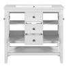 36" Bathroom Vanity with Ceramic Basin, Two Cabinets and Drawers, Open Shelf, Solid Wood Frame