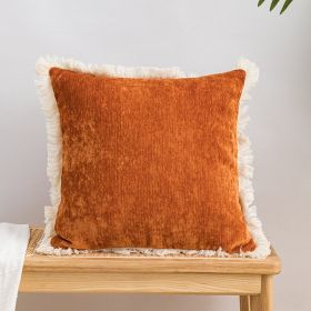 Tassel Lace Pillow Modern Wine Houndstooth Orange Cushion Cover (Option: Simon Orange Cotton-45 X45cm Without Core)