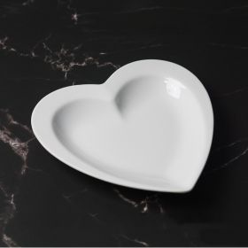 White Ceramic Heart-shaped Plate Household Ceramics (Option: Medium Plate)