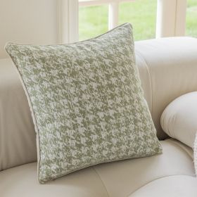 Pure Cotton Cream Style Sofa Pillow Cases Nordic Modern Minimalist Living Room Pillows (Option: Vanilla Green Houndstooth-Pillow Cover)