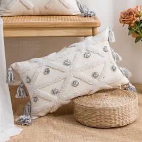 Bohemian Pillow Ins Style Simple Nordic Tufted Pillowcase (Option: Greige Waist Pillow-30x50cm Without Core)