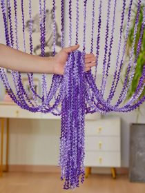 For Living Room Partition Curtain Line Pearl Door Curtain Punch-free Wedding Silver Silk Tassel Curtain (Option: Purple-1mx2m)