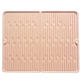 Foldable Thickened Heat Insulation Non-slip Silicone Draining Pad (Option: Lotus Root Pink-61x 33 Triple Folding)