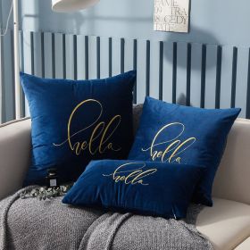 Simple Solid Color Gold Thread Embroidery Couch Pillow Netherlands Velvet Model Room Office Small Waist (Option: Time Wind Blue-55 √ó 55cm With Core)